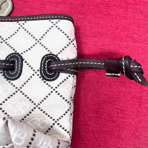 DOONEY BOURKE Shoulder Handbag Satchel Purse Beige Brown Jacquard Leather Trim - Picture 9 of 12